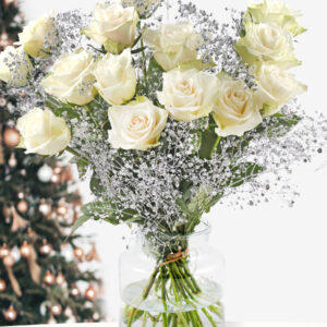 Wit boeket met zilverkleurig gipskruid