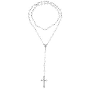 Witte rozenkrans ronde kralen met kruis