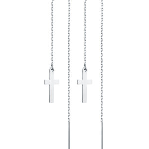 Zilverkleurige Ketting Oorbellen Dames met Kruis van Edelstaal