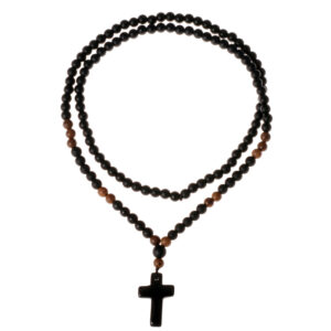 Zwarte natuursteen kralen ketting Kruis