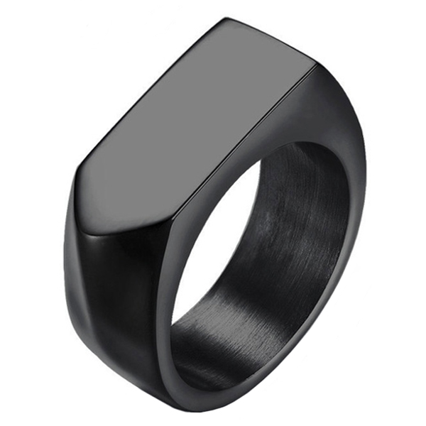 Zwarte stalen zegelring Mendes Jewelry-21.5mm 1 Zwarte stalen zegelring Mendes Jewelry-21.5mm
